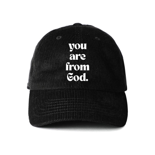 'you are from God' Corduroy Hat - Black